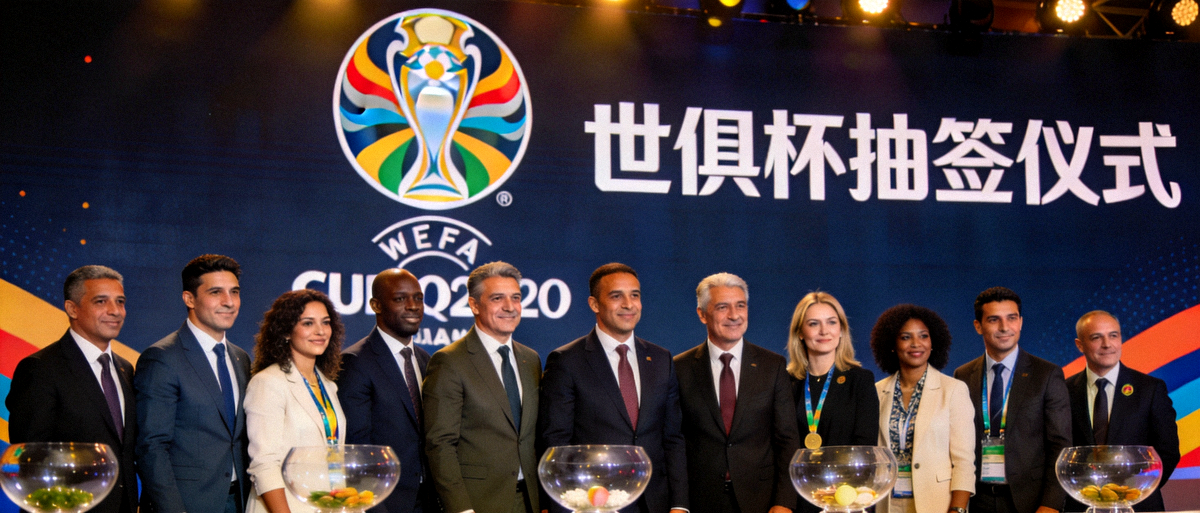 世俱杯抽签仪式现场各洲冠军球队代表合影